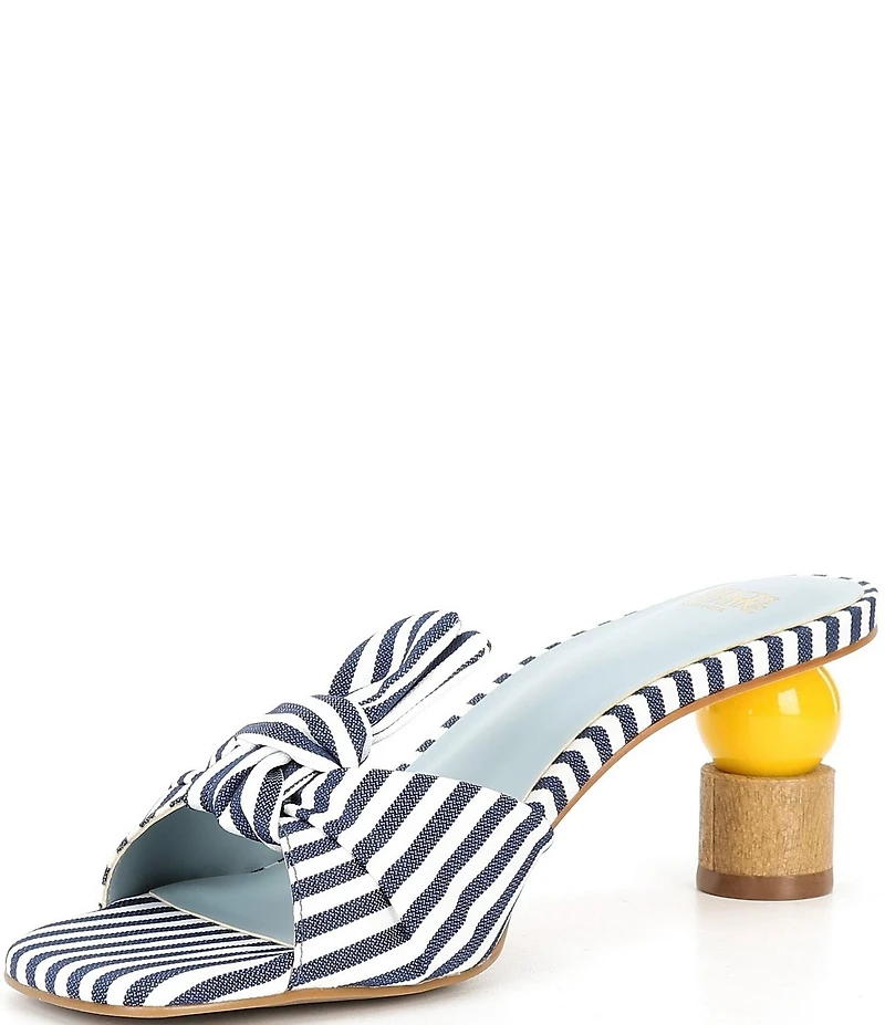 FRANCES VALENTINE Amanda Striped Bow Kickball Heel Slide Sandals