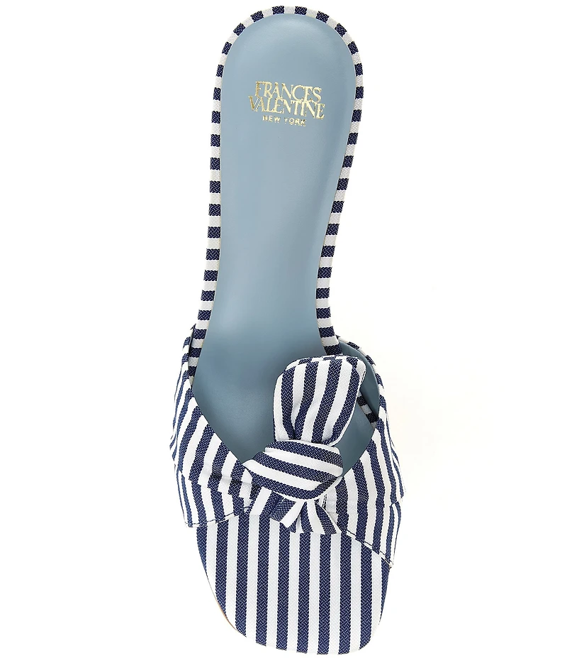 FRANCES VALENTINE Amanda Striped Bow Kickball Heel Slide Sandals