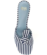 FRANCES VALENTINE Amanda Striped Bow Kickball Heel Slide Sandals