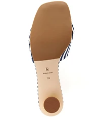 FRANCES VALENTINE Amanda Striped Bow Kickball Heel Slide Sandals