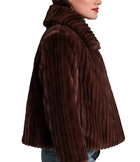 FRANCES VALENTINE Babe Faux Fur Point Collar Long Sleeve Button Front Jacket