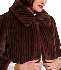 FRANCES VALENTINE Babe Faux Fur Point Collar Long Sleeve Button Front Jacket