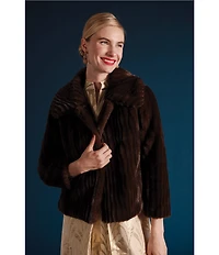 FRANCES VALENTINE Babe Faux Fur Point Collar Long Sleeve Button Front Jacket