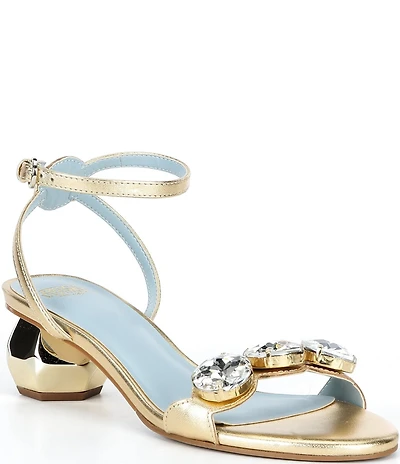 FRANCES VALENTINE Beatrix Vegan Leather Gemstone Embellished Dome Heel Dress Sandals