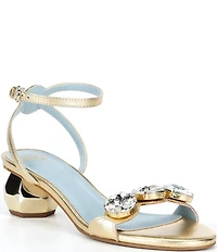 FRANCES VALENTINE Beatrix Vegan Leather Gemstone Embellished Dome Heel Dress Sandals