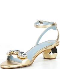 FRANCES VALENTINE Beatrix Vegan Leather Gemstone Embellished Dome Heel Dress Sandals