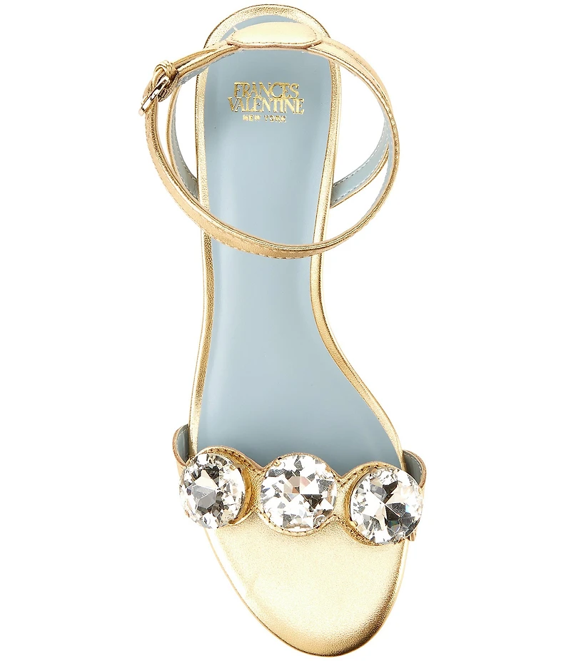 FRANCES VALENTINE Beatrix Vegan Leather Gemstone Embellished Dome Heel Dress Sandals