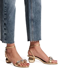 FRANCES VALENTINE Beatrix Vegan Leather Gemstone Embellished Dome Heel Dress Sandals