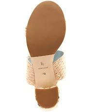 FRANCES VALENTINE Betty Raffia Embellished Block Heel Slide Sandals