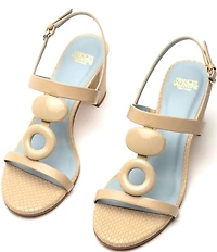 FRANCES VALENTINE Bianca Nappa Leather Slingback Block Heel Sandals