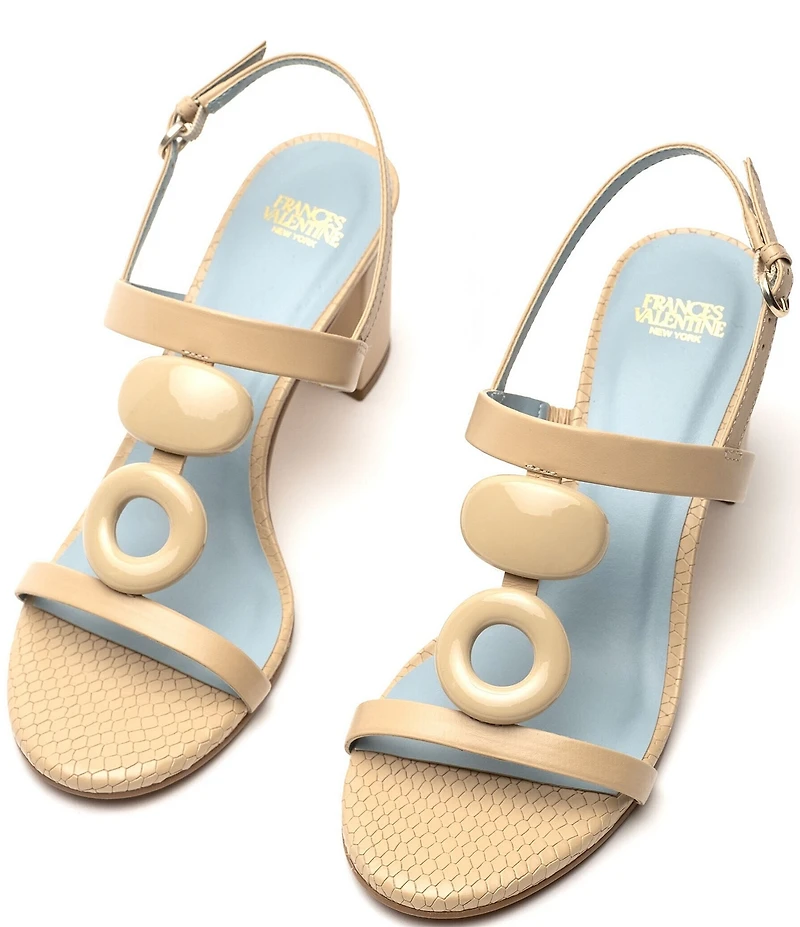 FRANCES VALENTINE Bianca Nappa Leather Slingback Block Heel Sandals