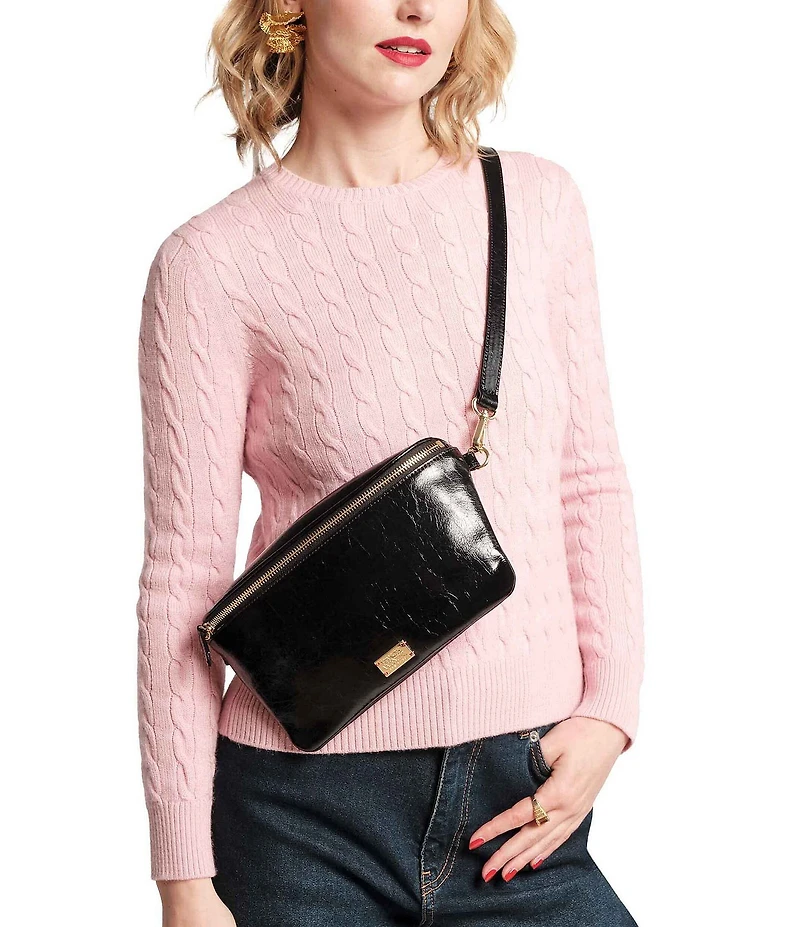 FRANCES VALENTINE Billie Crinkle Leather Sling Crossbody Bag