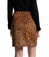 FRANCES VALENTINE Blaine Faux Fur Cheetah Print Slim Skirt