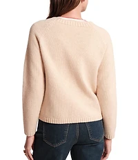 FRANCES VALENTINE Bouquet Wild Tulip Wool Knit Blend Crew Neck Long Sleeve Patch Pocket Cardigan