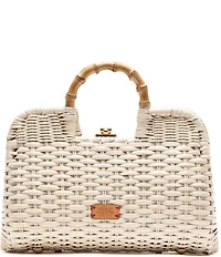 FRANCES VALENTINE Buzzy Wicker Basket Top Handle Satchel Bag