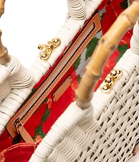 FRANCES VALENTINE Buzzy Wicker Basket Top Handle Satchel Bag