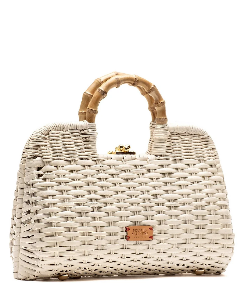 FRANCES VALENTINE Buzzy Wicker Basket Top Handle Satchel Bag