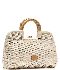 FRANCES VALENTINE Buzzy Wicker Basket Top Handle Satchel Bag