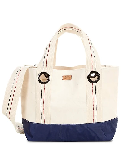 FRANCES VALENTINE Canvas Colorblock Summer Tote Bag