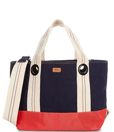 FRANCES VALENTINE Canvas Colorblock Summer Tote Bag