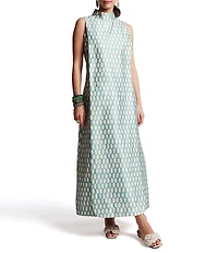 FRANCES VALENTINE Carlyle Loop Print Mock Neck Sleeveless Maxi Dress