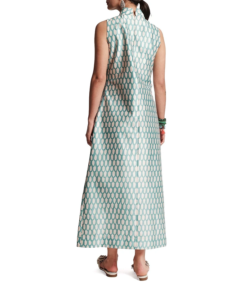 FRANCES VALENTINE Carlyle Loop Print Mock Neck Sleeveless Maxi Dress