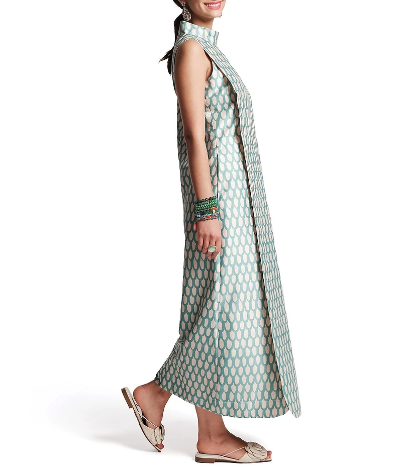 FRANCES VALENTINE Carlyle Loop Print Mock Neck Sleeveless Maxi Dress