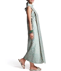 FRANCES VALENTINE Carlyle Loop Print Mock Neck Sleeveless Maxi Dress