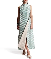 FRANCES VALENTINE Carlyle Loop Print Mock Neck Sleeveless Maxi Dress