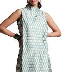 FRANCES VALENTINE Carlyle Loop Print Mock Neck Sleeveless Maxi Dress