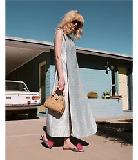 FRANCES VALENTINE Carlyle Loop Print Mock Neck Sleeveless Maxi Dress