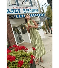 FRANCES VALENTINE Carlyle Loop Print Mock Neck Sleeveless Maxi Dress