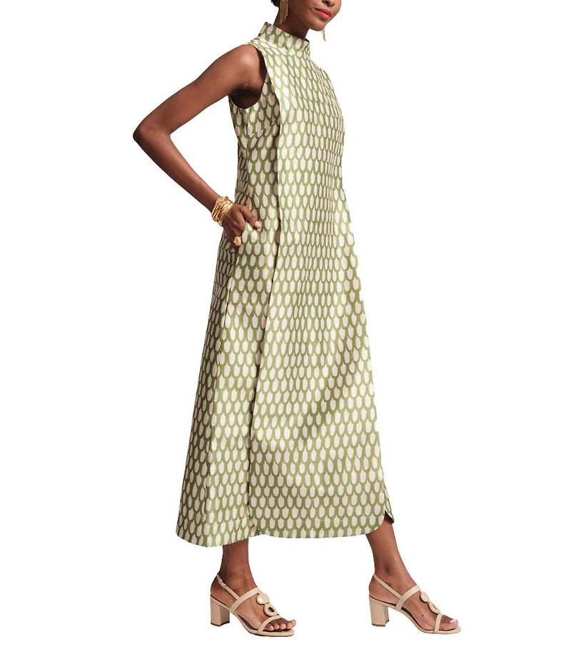 FRANCES VALENTINE Carlyle Loop Print Mock Neck Sleeveless Maxi Dress