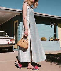 FRANCES VALENTINE Chick Mini Wicker Basket Bamboo Handle Satchel Bag