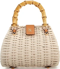 FRANCES VALENTINE Chick Mini Wicker Basket Bamboo Handle Satchel Bag
