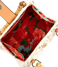 FRANCES VALENTINE Chick Mini Wicker Basket Bamboo Handle Satchel Bag