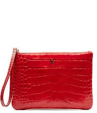 FRANCES VALENTINE Crocodile Embossed Leather Wristlet
