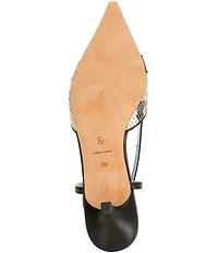 FRANCES VALENTINE Cutie Snake Embossed Leather Buckle Ornament Kitten Heel Slingback Pumps