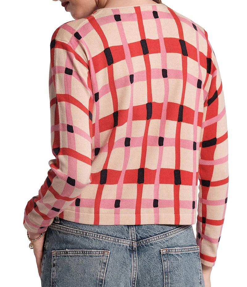 FRANCES VALENTINE Darling Merino Wool Striped Lollipop Lattice Button-Front Short Jacket