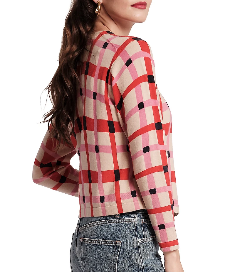FRANCES VALENTINE Darling Merino Wool Striped Lollipop Lattice Button-Front Short Jacket