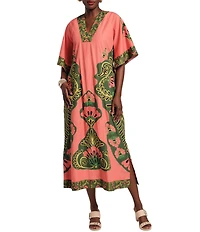 FRANCES VALENTINE Delightful V-Neck Short Flare Sleeve Canopy Caftan