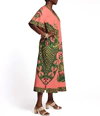 FRANCES VALENTINE Delightful V-Neck Short Flare Sleeve Canopy Caftan