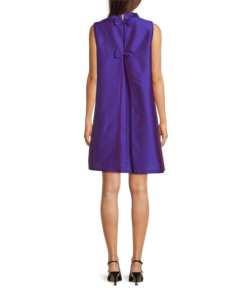 FRANCES VALENTINE Diplomat Dupioni Mock Neck Sleeveless Dress