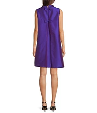 FRANCES VALENTINE Diplomat Dupioni Mock Neck Sleeveless Dress