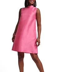 FRANCES VALENTINE Diplomat Dupioni Mock Neck Sleeveless Dress