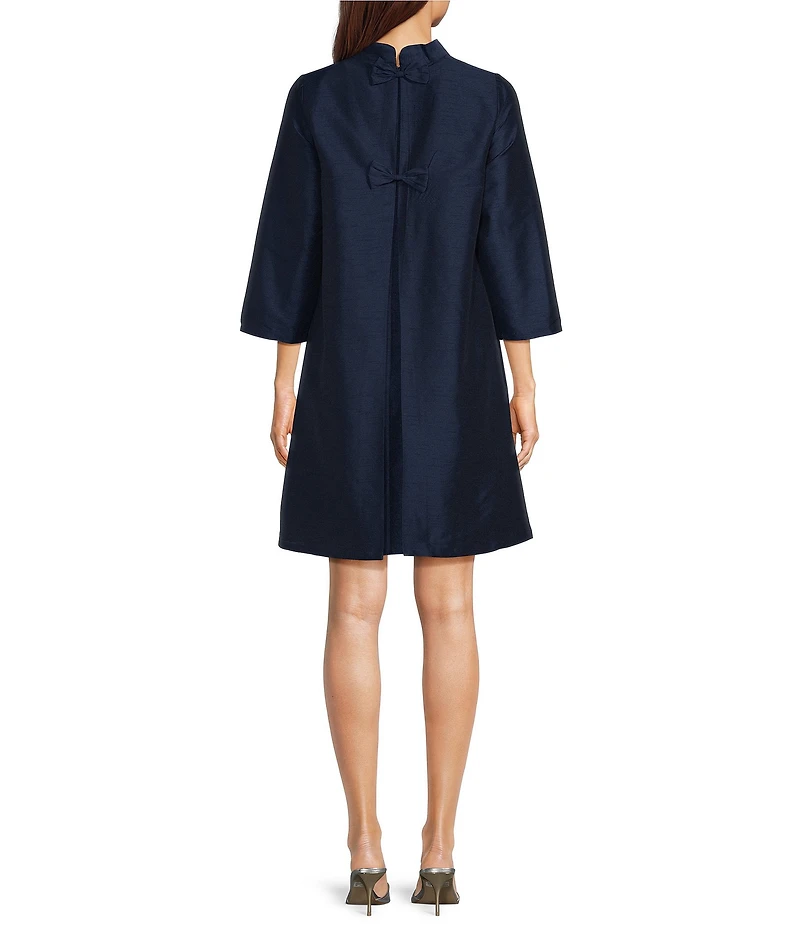FRANCES VALENTINE Diplomat Dupioni Mock Neck Sleeveless Dress