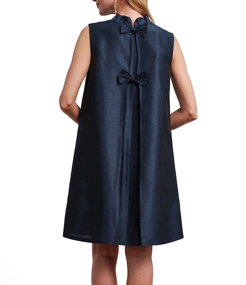 FRANCES VALENTINE Diplomat Dupioni Mock Neck Sleeveless Dress