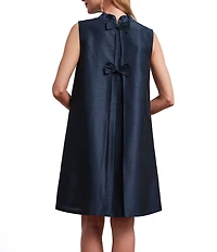 FRANCES VALENTINE Diplomat Dupioni Mock Neck Sleeveless Dress