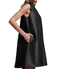 FRANCES VALENTINE Diplomat Dupioni Mock Neck Sleeveless Dress