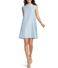 FRANCES VALENTINE Diplomat Dupioni Mock Neck Sleeveless Dress